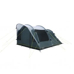 5-person tunnel tent with rain-protected entrance and large windows reminiscent of a small cabin.