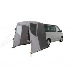 Easy Camp Krossbu – a practical car tent that attaches to the back of a campervan, providing extra sheltered space for camping a