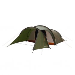 Easy Camp Pasvik 4, an affordable 4-person family tent with a darkened bedroom and a bright living area.