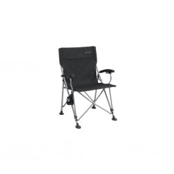 Extra large foldable camping chair with armrests and oversized feet.